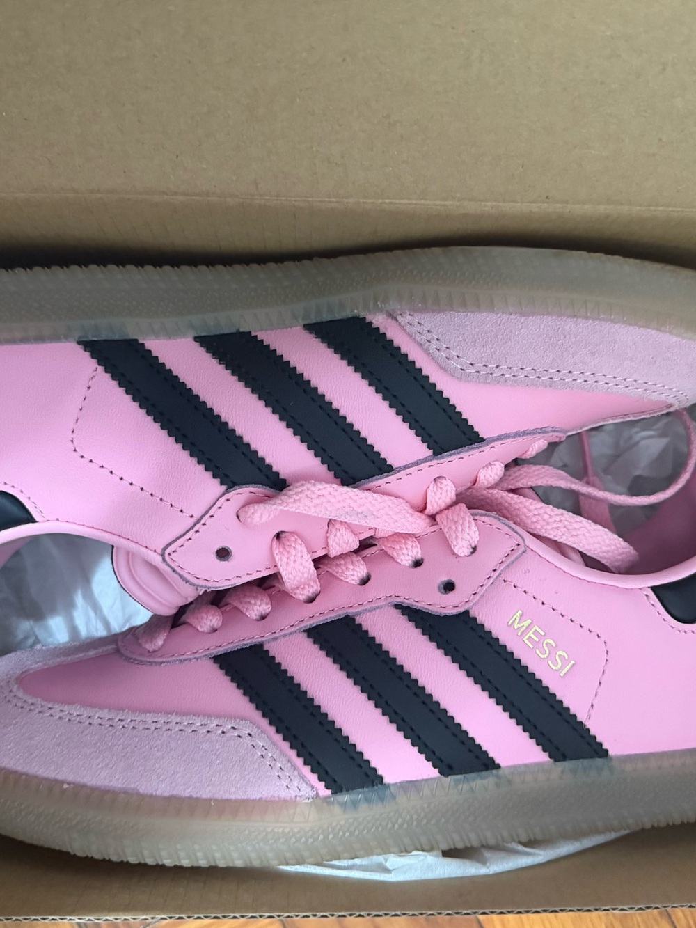 Kids Adidas Messi Pink/Black Athletic Fashion Sneakers Size 3